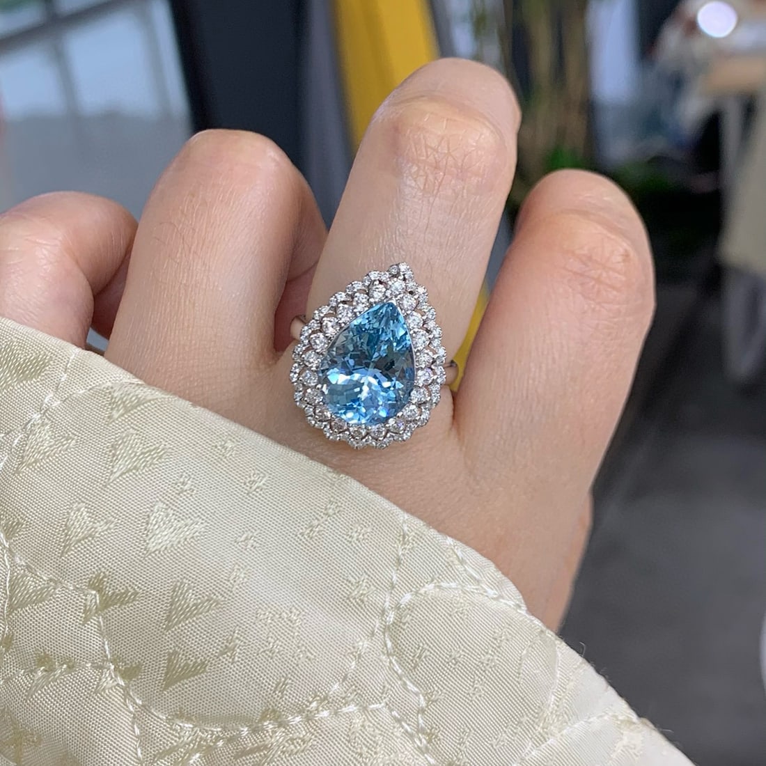 14k Gold 6.41 Ctw Natural Aquamarine & Diamond Ring/pendant( Without Chain ) - 4
