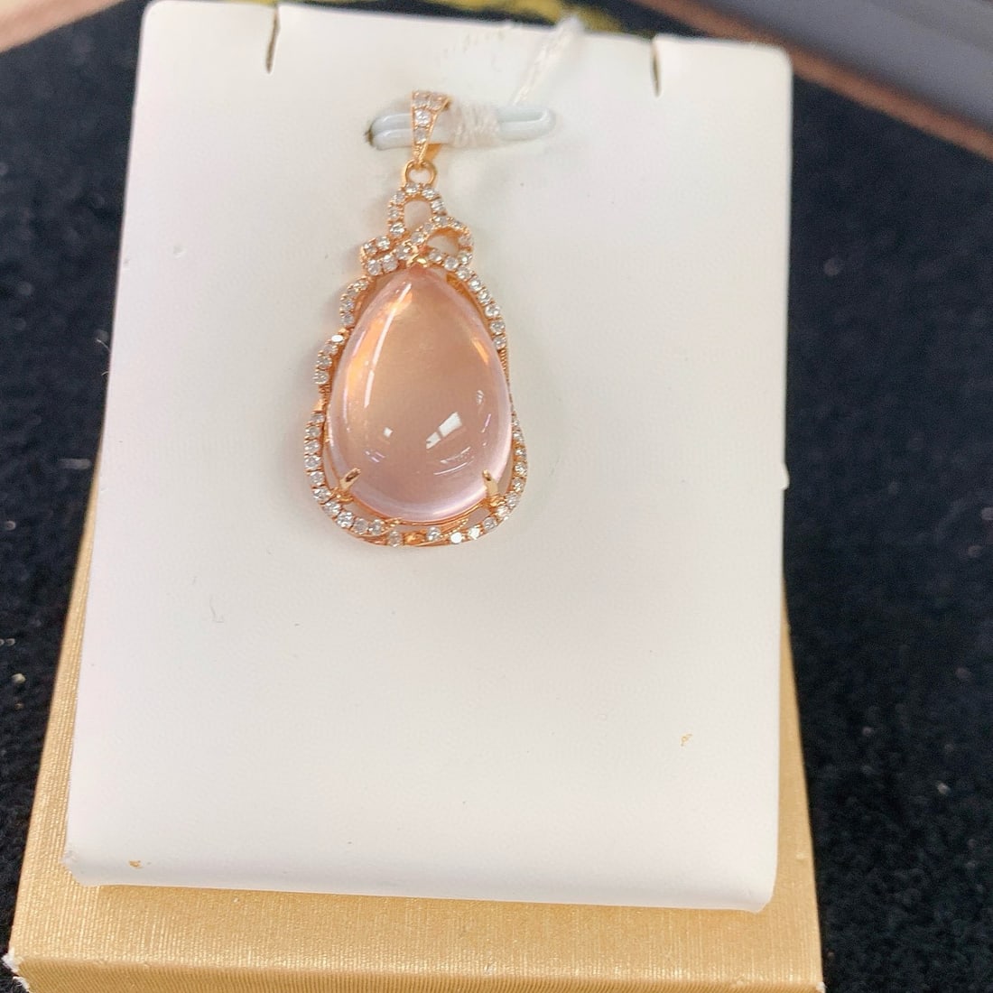 14k Gold 11.52 Ctw Natural Rose Quartz & Diamond Pendant( Without Chain ) - 4