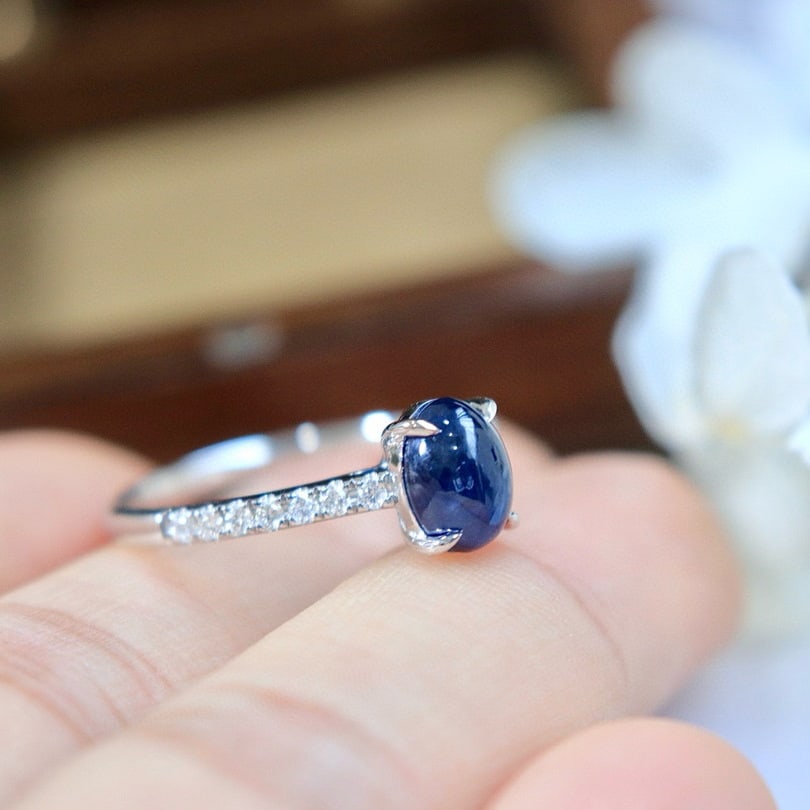 14k Gold 1.54 Ctw Natural Sapphire & Diamond Ring - 4