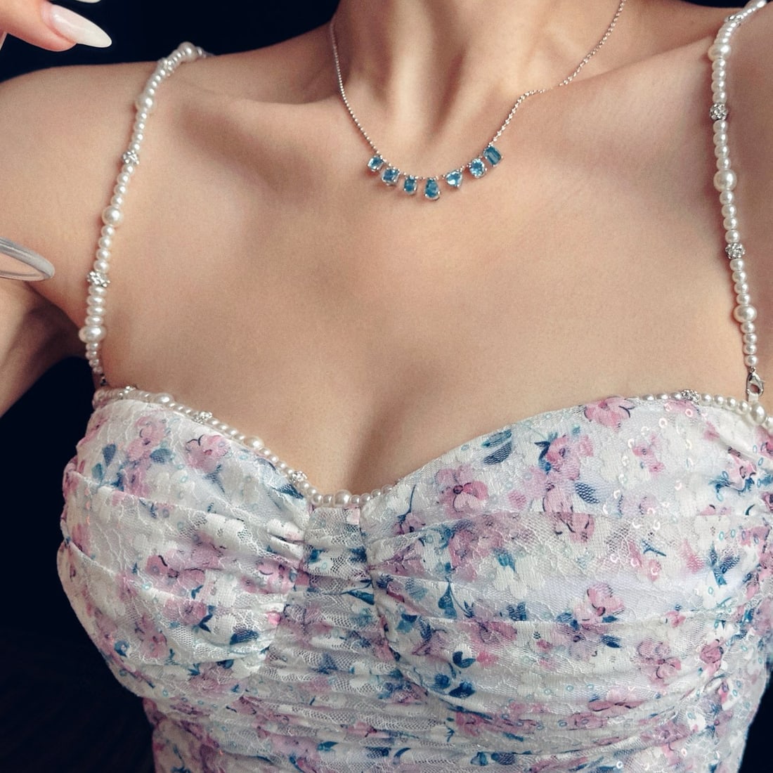 14k Gold 3 Ct Natural Aquamarine Necklace - 5