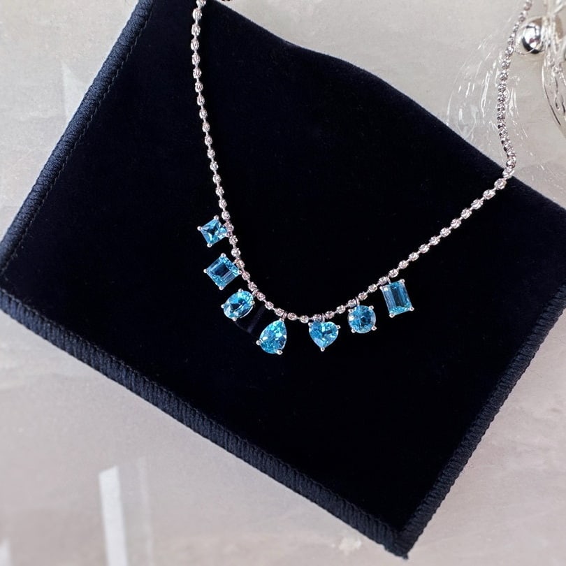 14k Gold 3 Ct Natural Aquamarine Necklace - 6