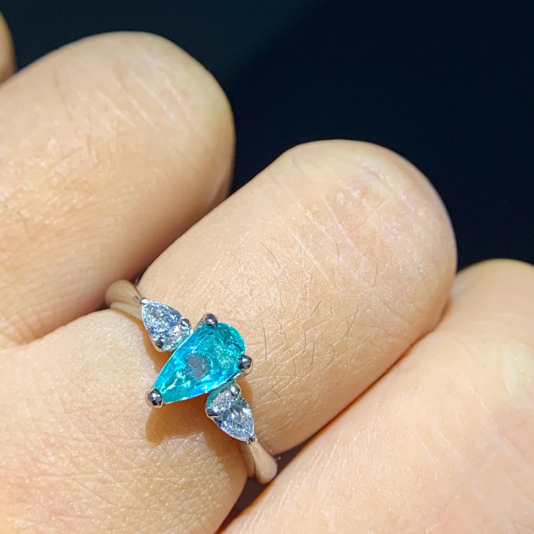 14k Gold 0.77 Ctw Natural Paraiba Tourmaline & Diamond Ring - 3