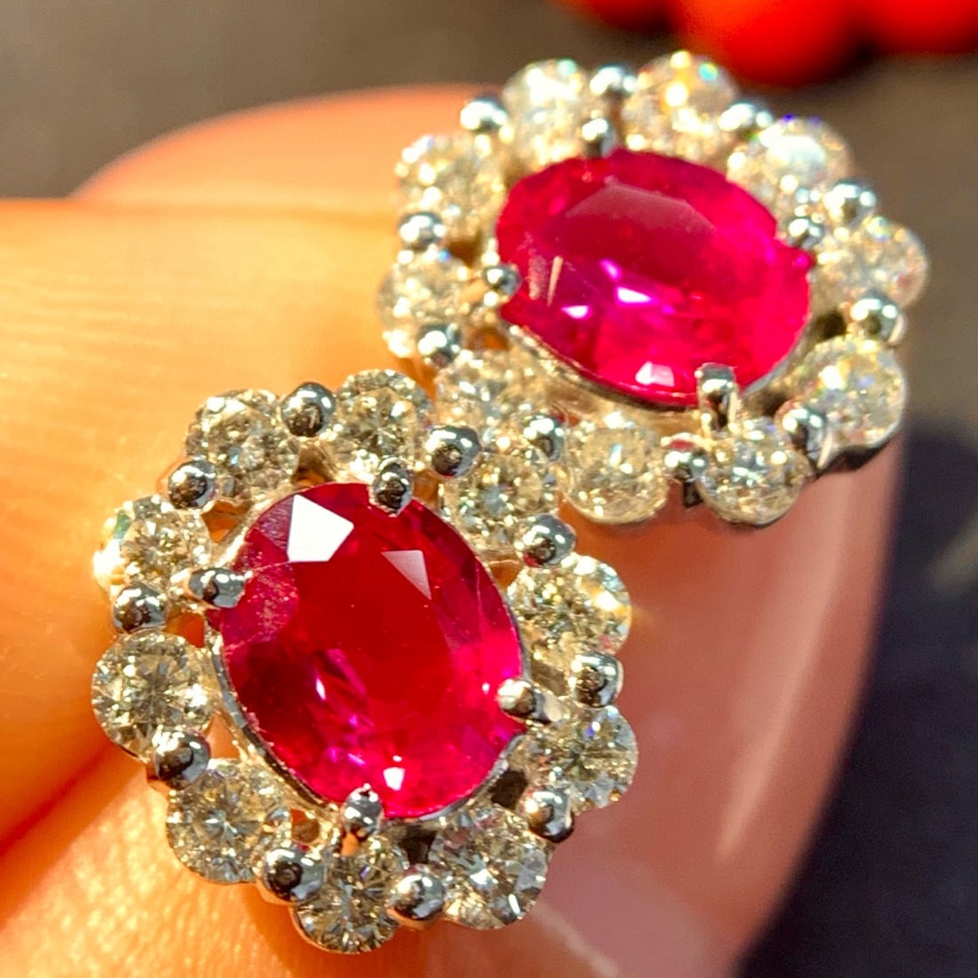 14k Gold 1.82 Ctw Natural Ruby & Diamond Earrings - 2