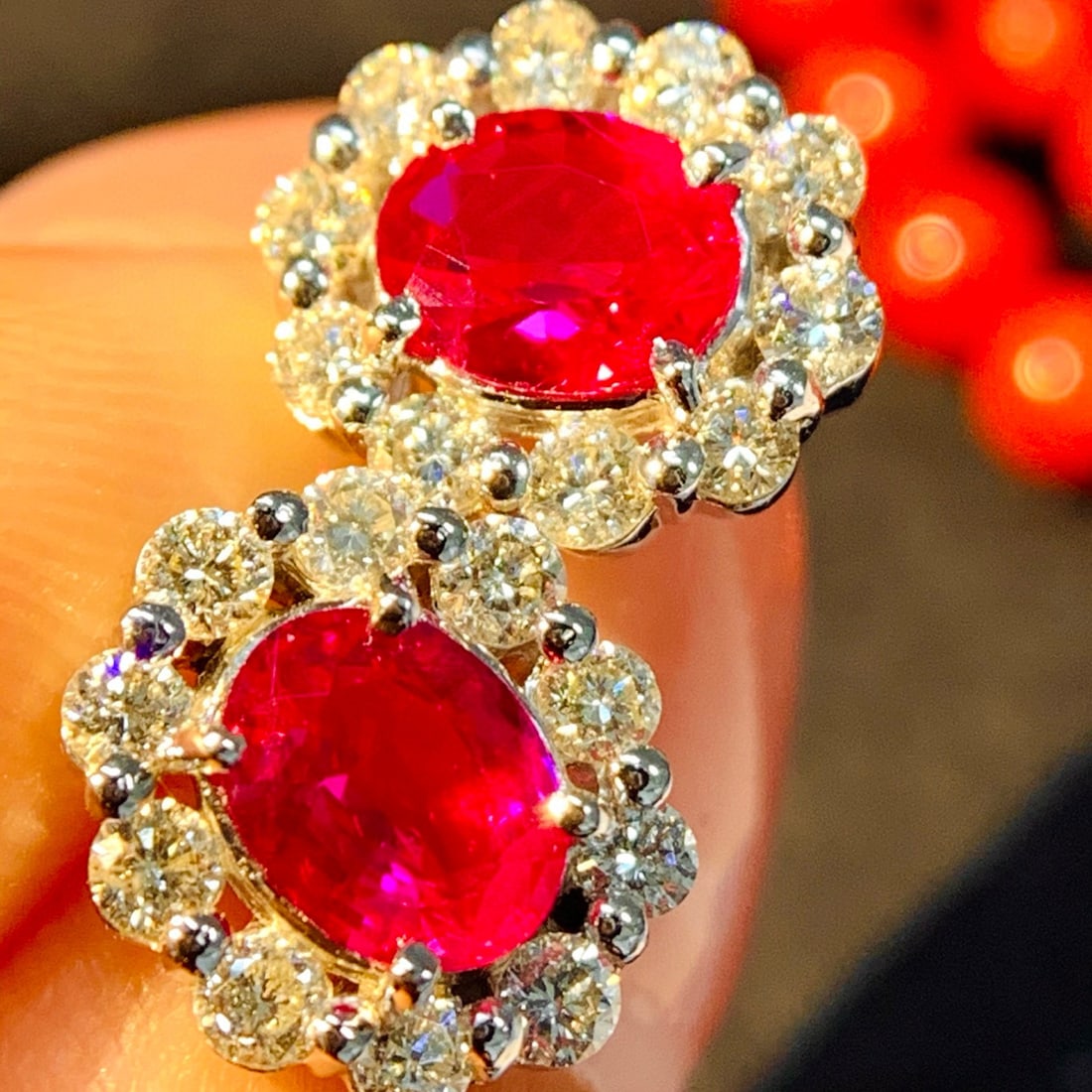 14k Gold 1.82 Ctw Natural Ruby & Diamond Earrings - 3
