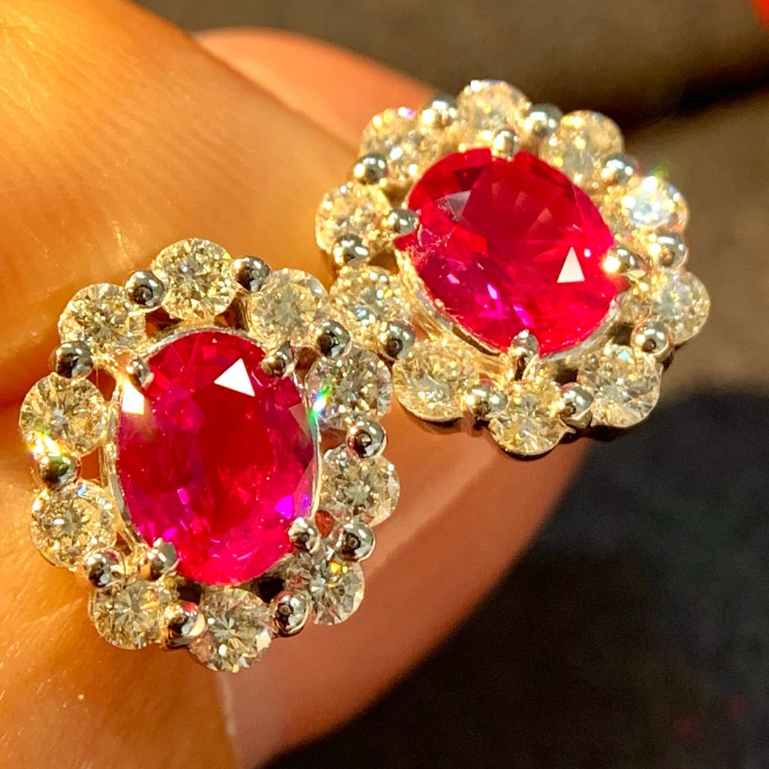 14k Gold 1.82 Ctw Natural Ruby & Diamond Earrings - 4