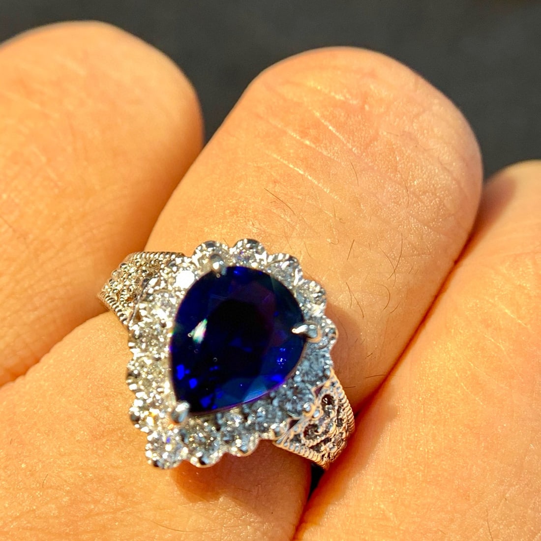 14k Gold 2.82 Ctw Natural Sapphire & Diamond Ring - 4
