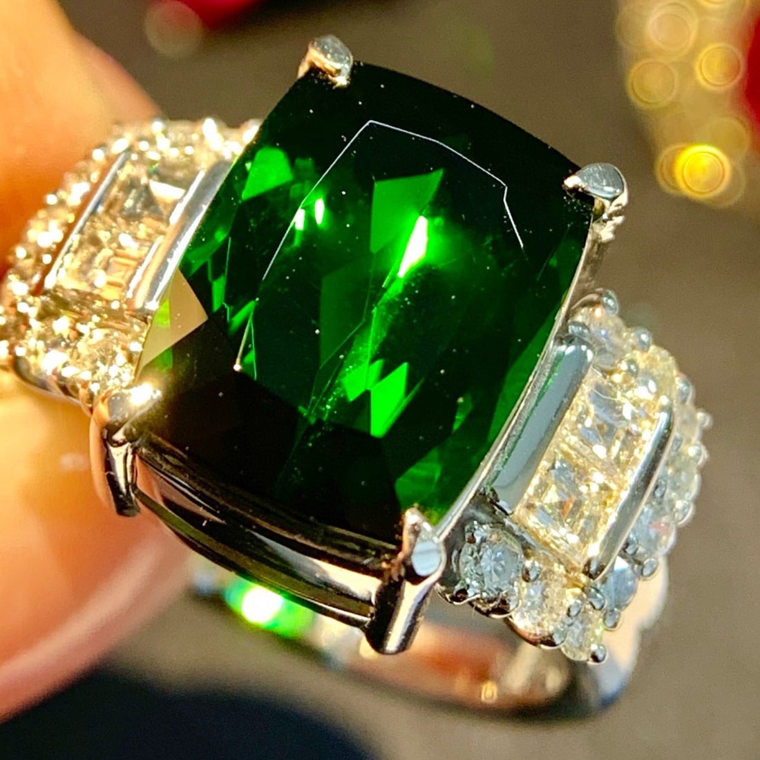 14k Gold 5.8 Ctw Natural Tourmaline & Diamond Ring - 2