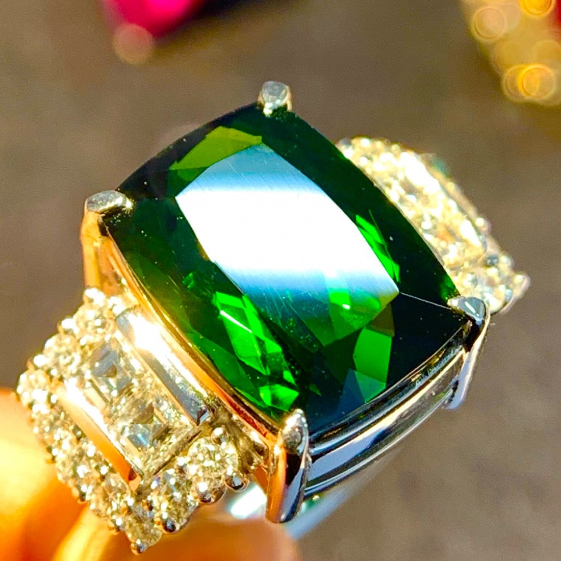 14k Gold 5.8 Ctw Natural Tourmaline & Diamond Ring - 3