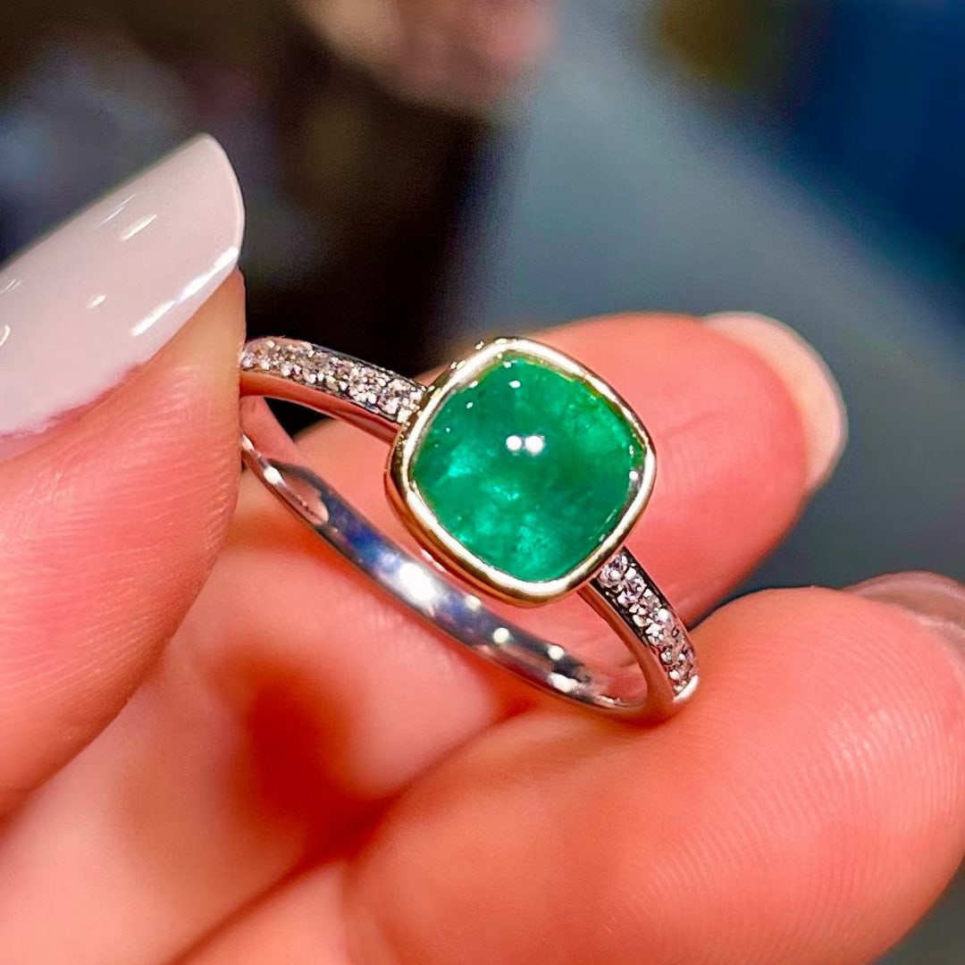 14k Gold 1.49 Ctw Natural Emerald & Diamond Ring - 2