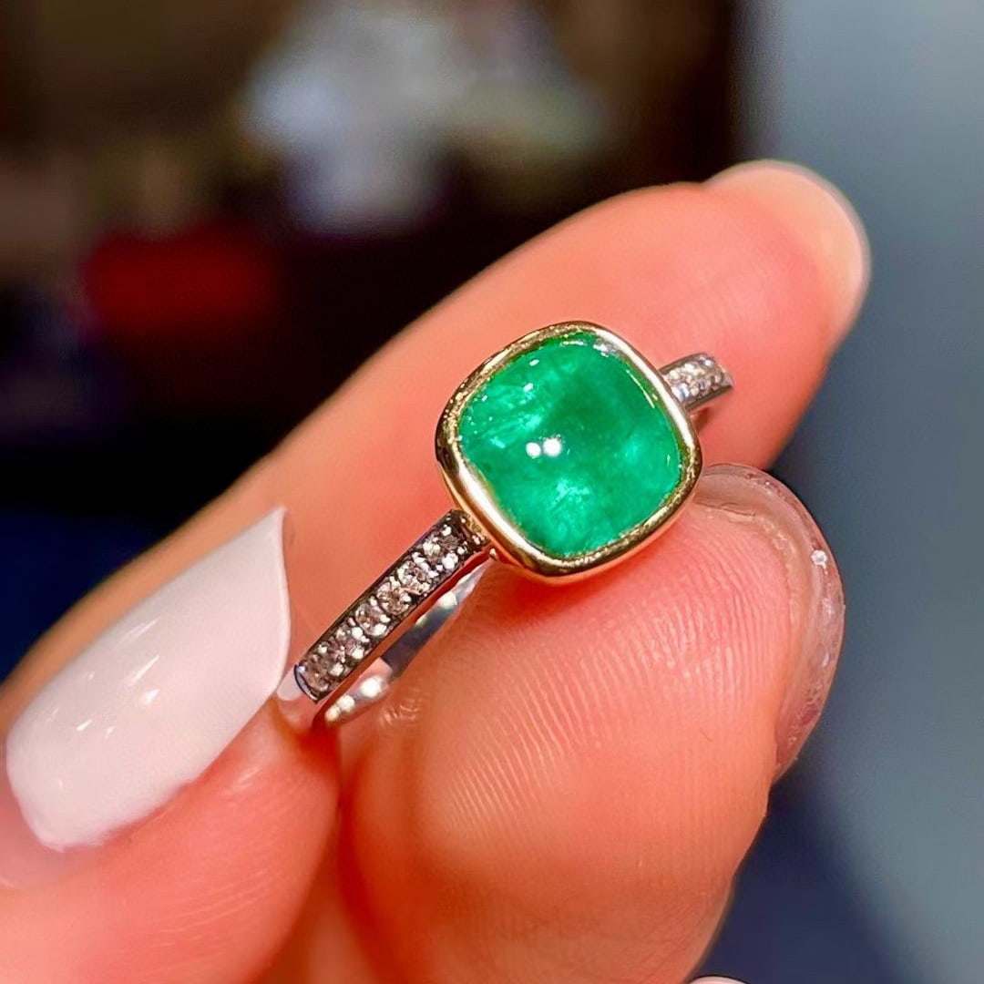 14k Gold 1.49 Ctw Natural Emerald & Diamond Ring - 3