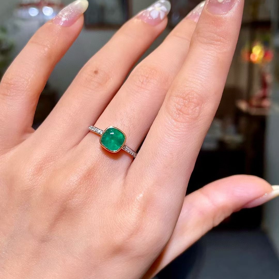 14k Gold 1.49 Ctw Natural Emerald & Diamond Ring - 4