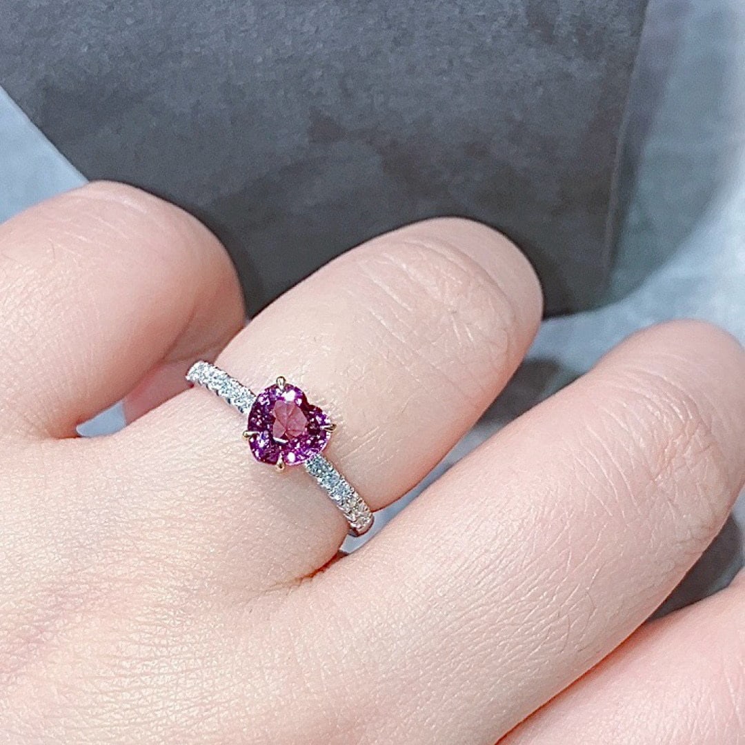 14k Gold 1.34 Ctw Natural Spinel & Diamond Ring - 7