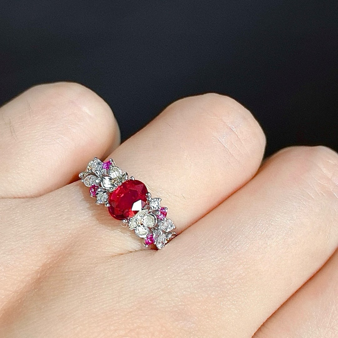 14k Gold 1.14 Ctw Natural Ruby & Diamond Ring - 3