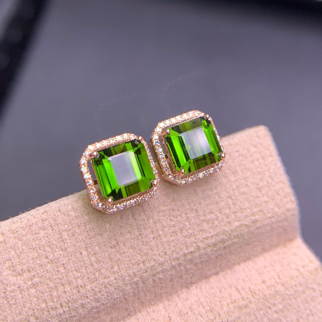 14k Gold 3.6 Ct Natural Tourmaline & Diamond Earrings - 3
