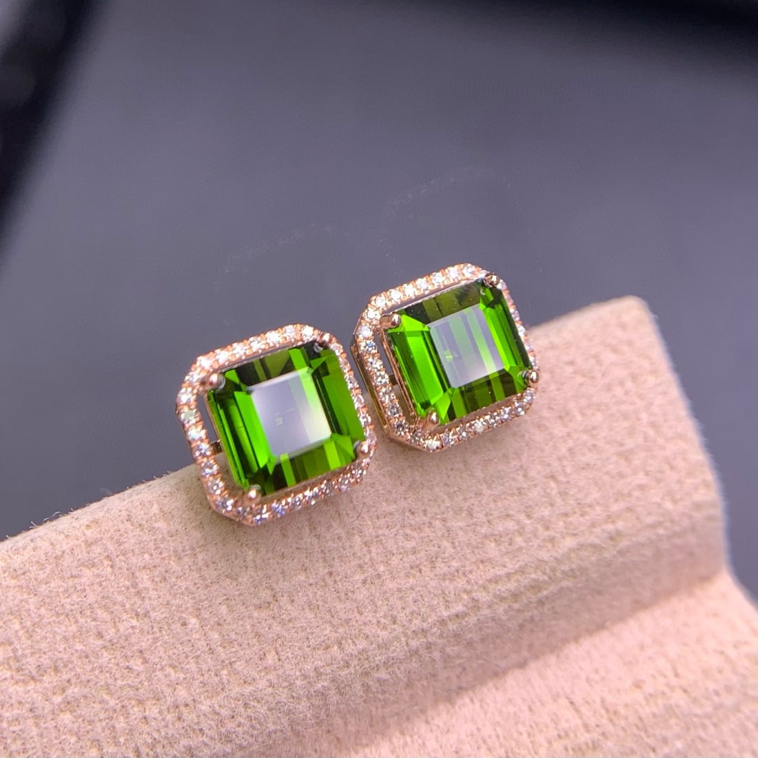14k Gold 3.6 Ct Natural Tourmaline & Diamond Earrings - 7