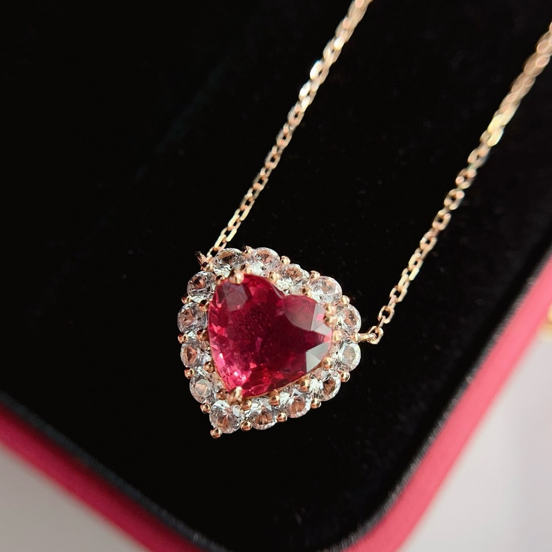 14k Gold 1.20 Ct Natural Ruby & Sapphire Necklace - 2