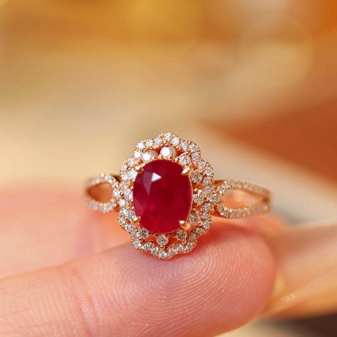 14k Gold 2.49 Ctw Natural Ruby & Diamond Ring - 3