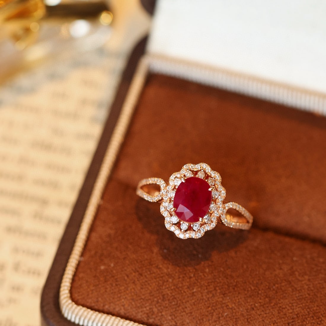 14k Gold 2.49 Ctw Natural Ruby & Diamond Ring - 7