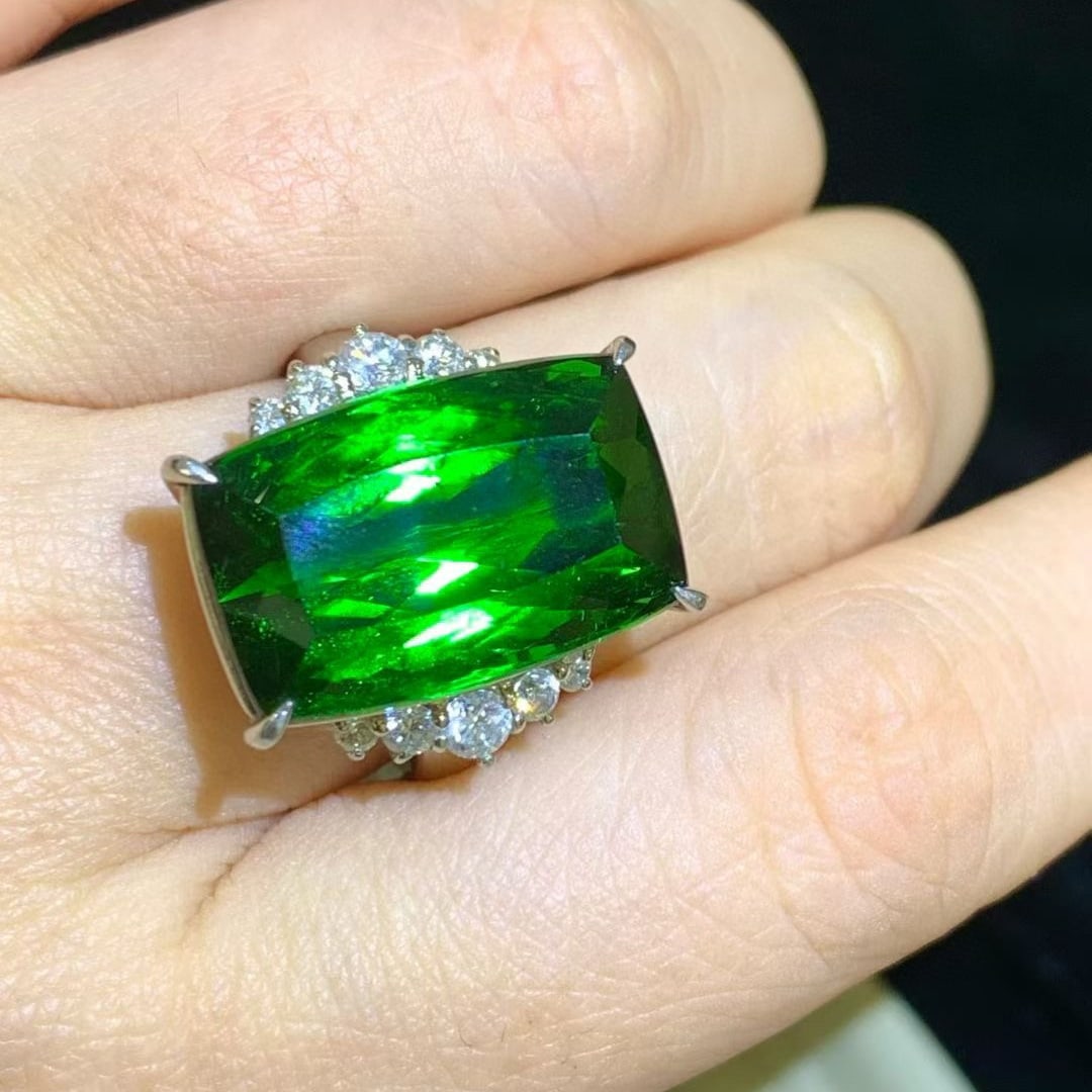 14k Gold 20.87 Ctw Natural Tourmaline & Diamond Ring - 3