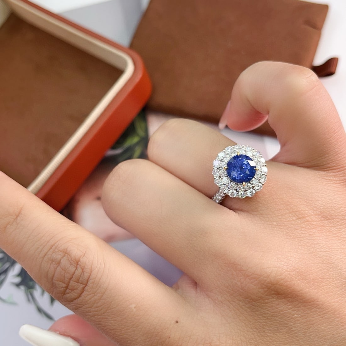14k Gold 4.29 Ctw Natural Sapphire & Diamond Ring/pendant( Without Chain ) - 6