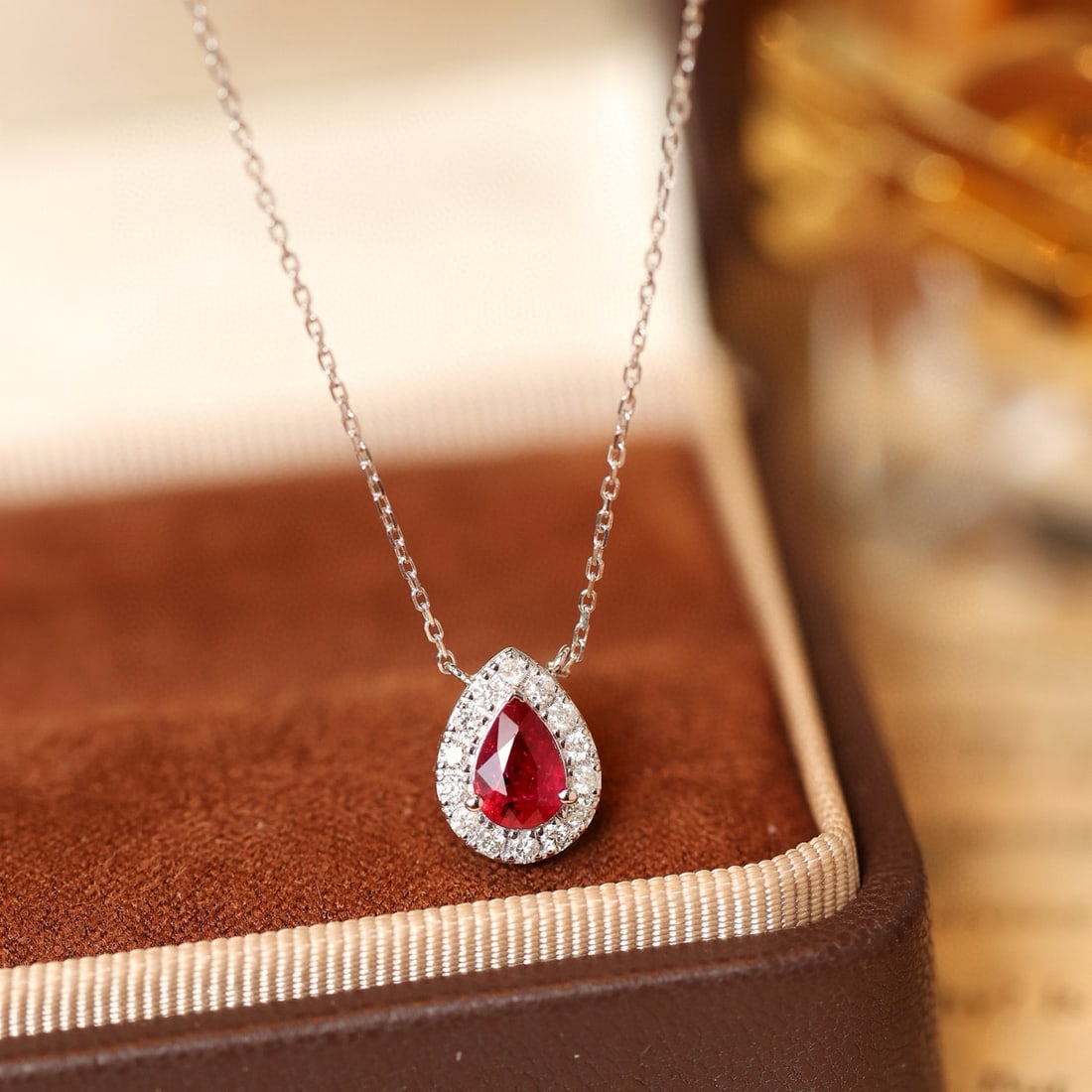 14k Gold 0.79 Ctw Natural Ruby & Diamond Necklace - 2