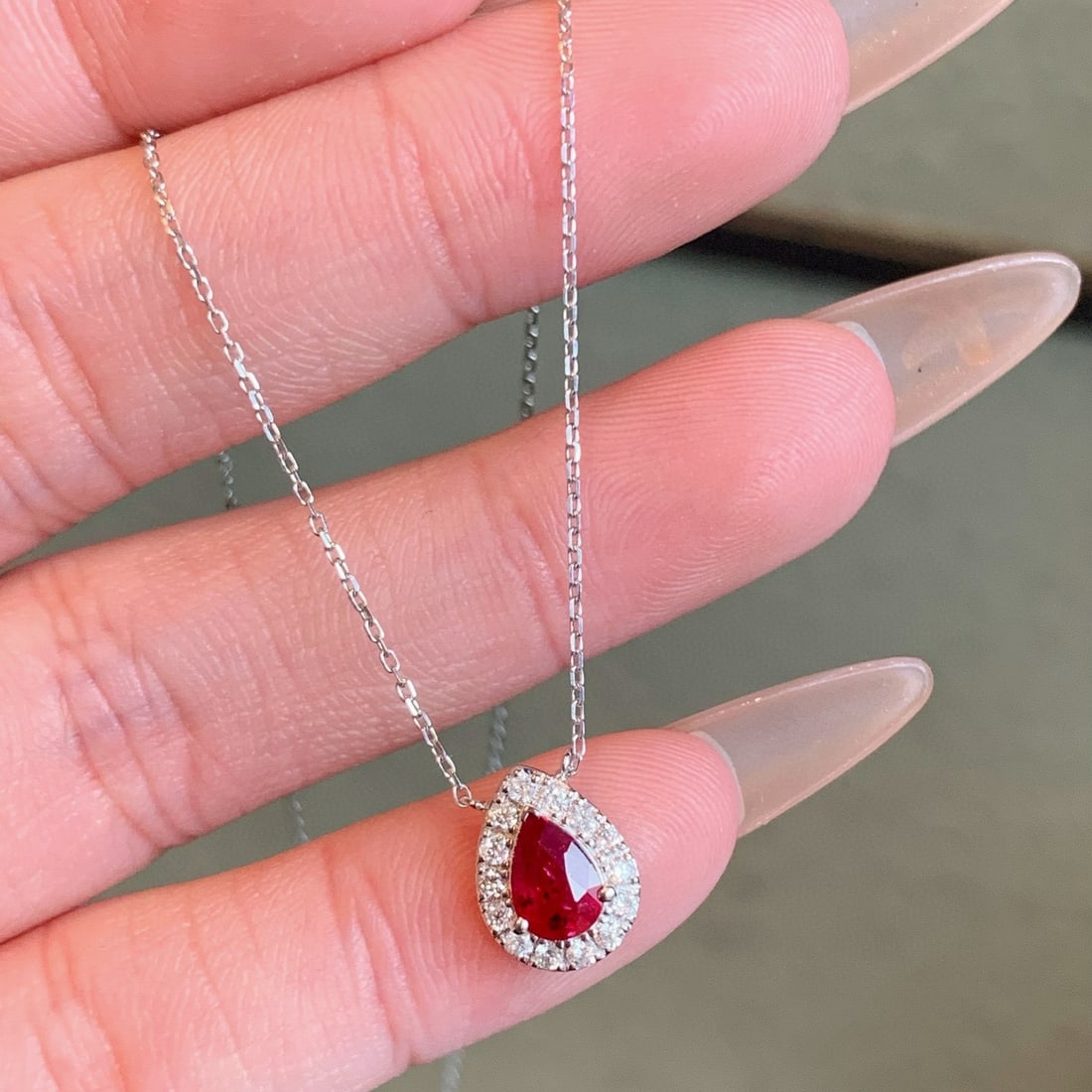 14k Gold 0.79 Ctw Natural Ruby & Diamond Necklace - 5