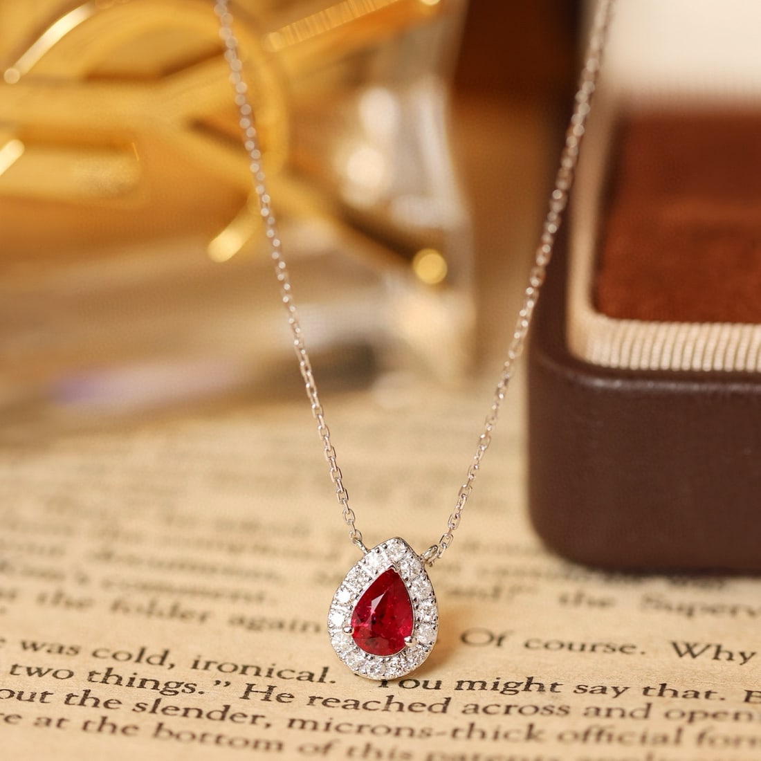 14k Gold 0.79 Ctw Natural Ruby & Diamond Necklace - 8