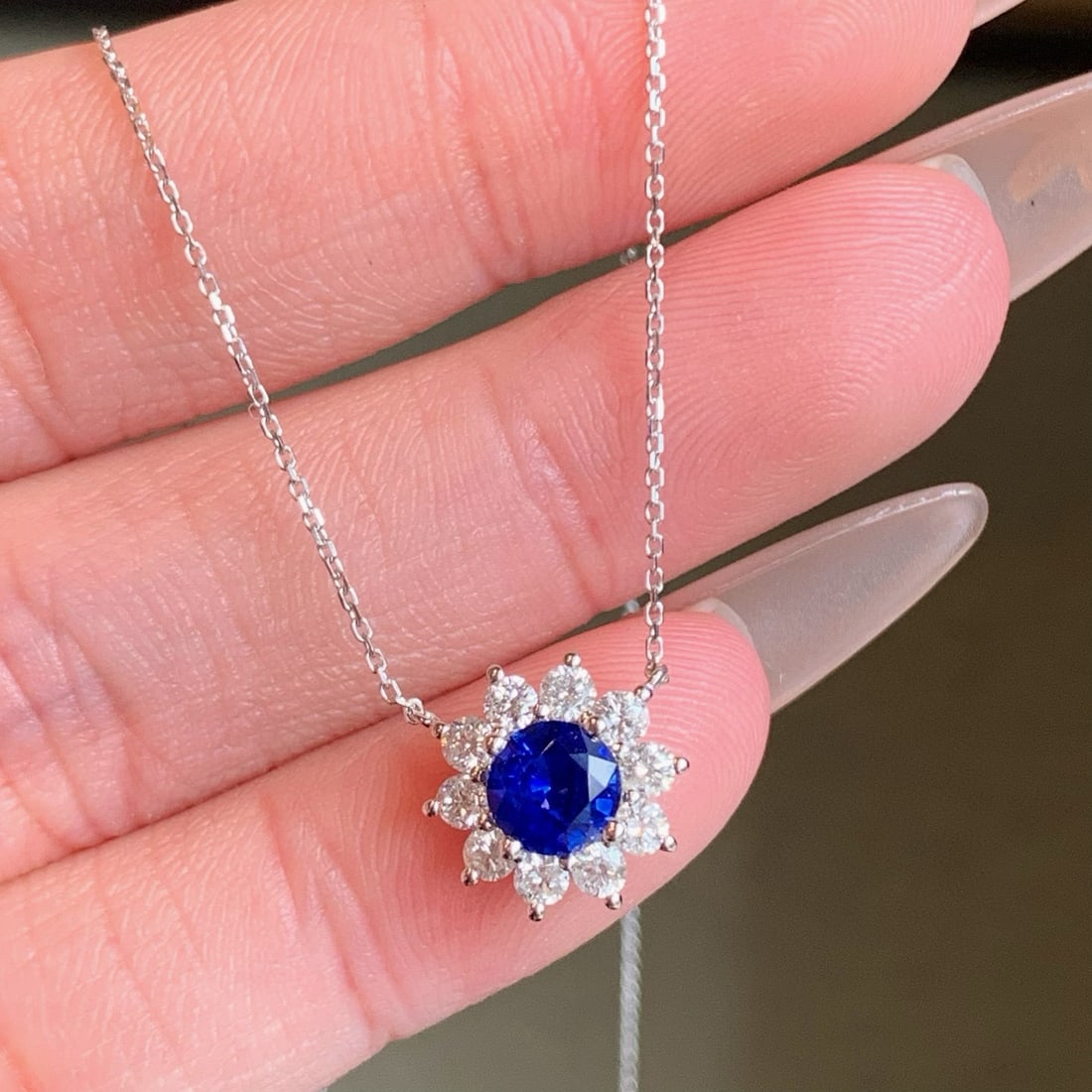 14k Gold 1.25 Ctw Natural Sapphire & Diamond Necklace - 2