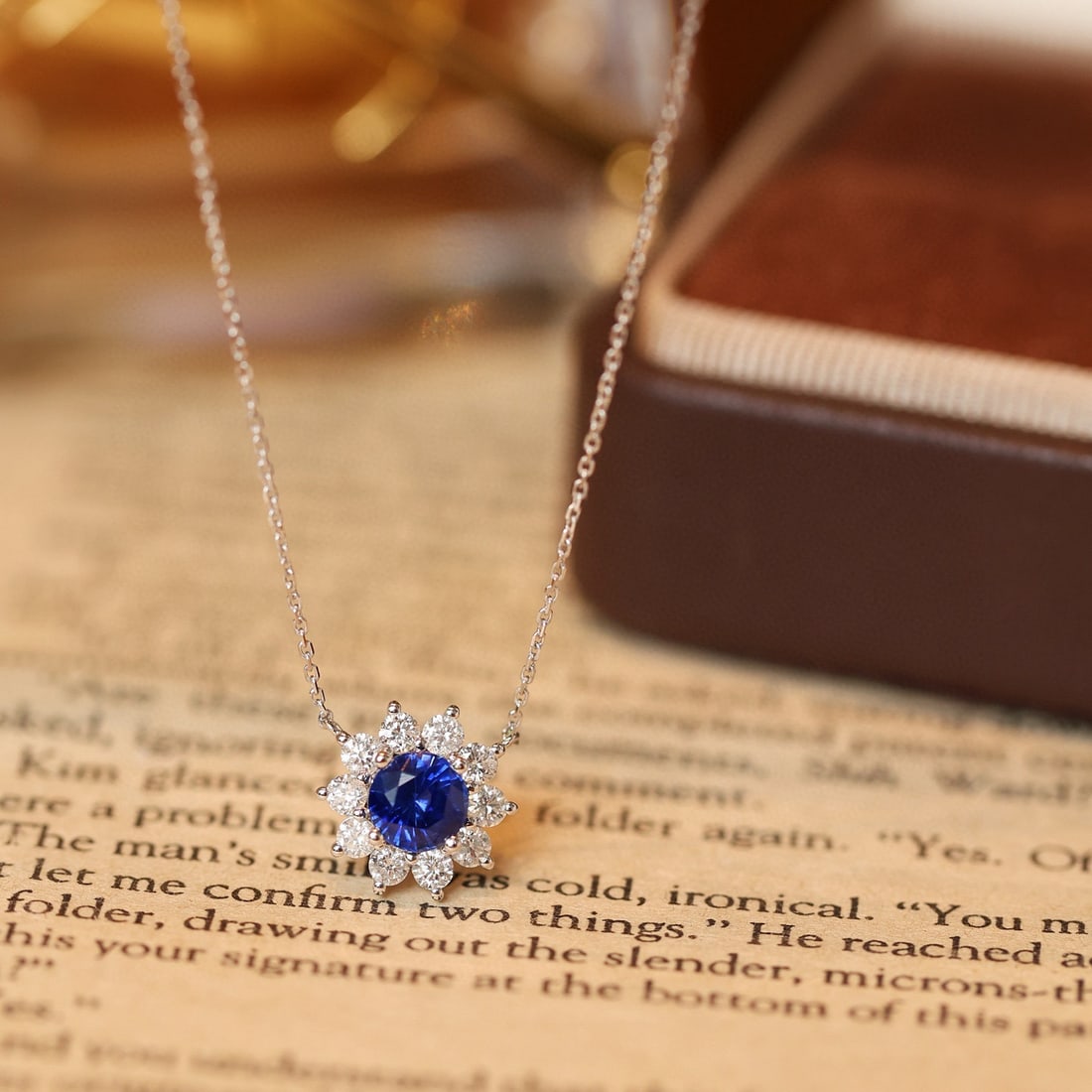 14k Gold 1.25 Ctw Natural Sapphire & Diamond Necklace - 5