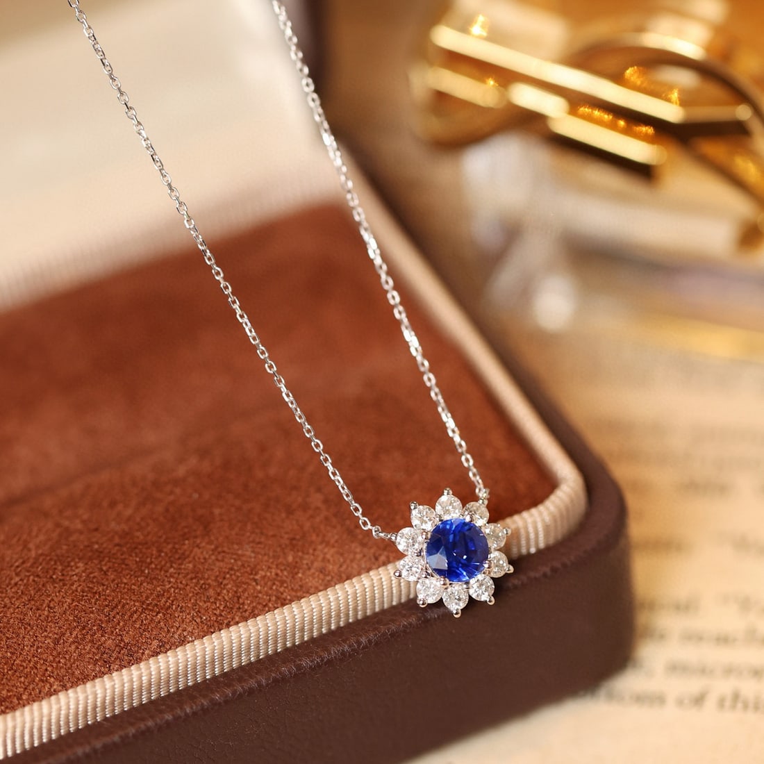 14k Gold 1.25 Ctw Natural Sapphire & Diamond Necklace - 7