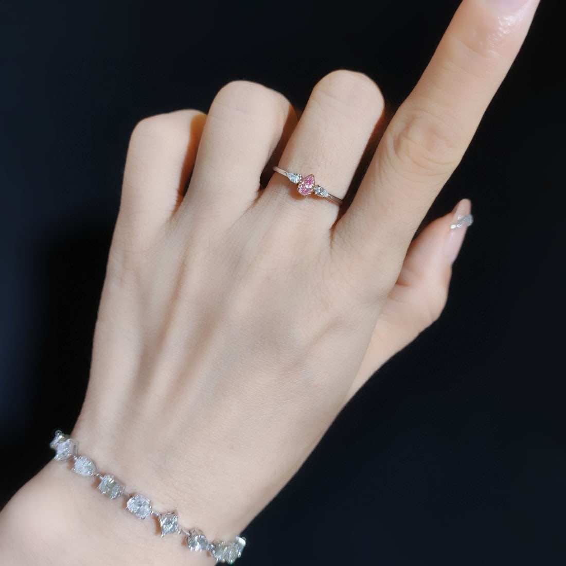 14k Gold 0.26 Ctw Natural Pink Diamond & Diamond Ring - 3