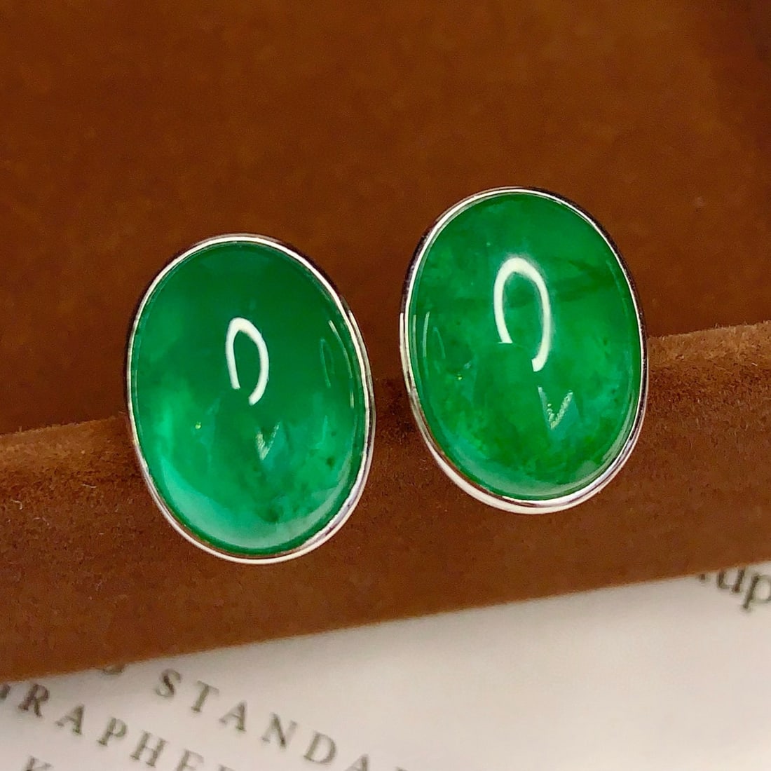 14k Gold 16.2 Ct Natural Emerald Earrings - 2