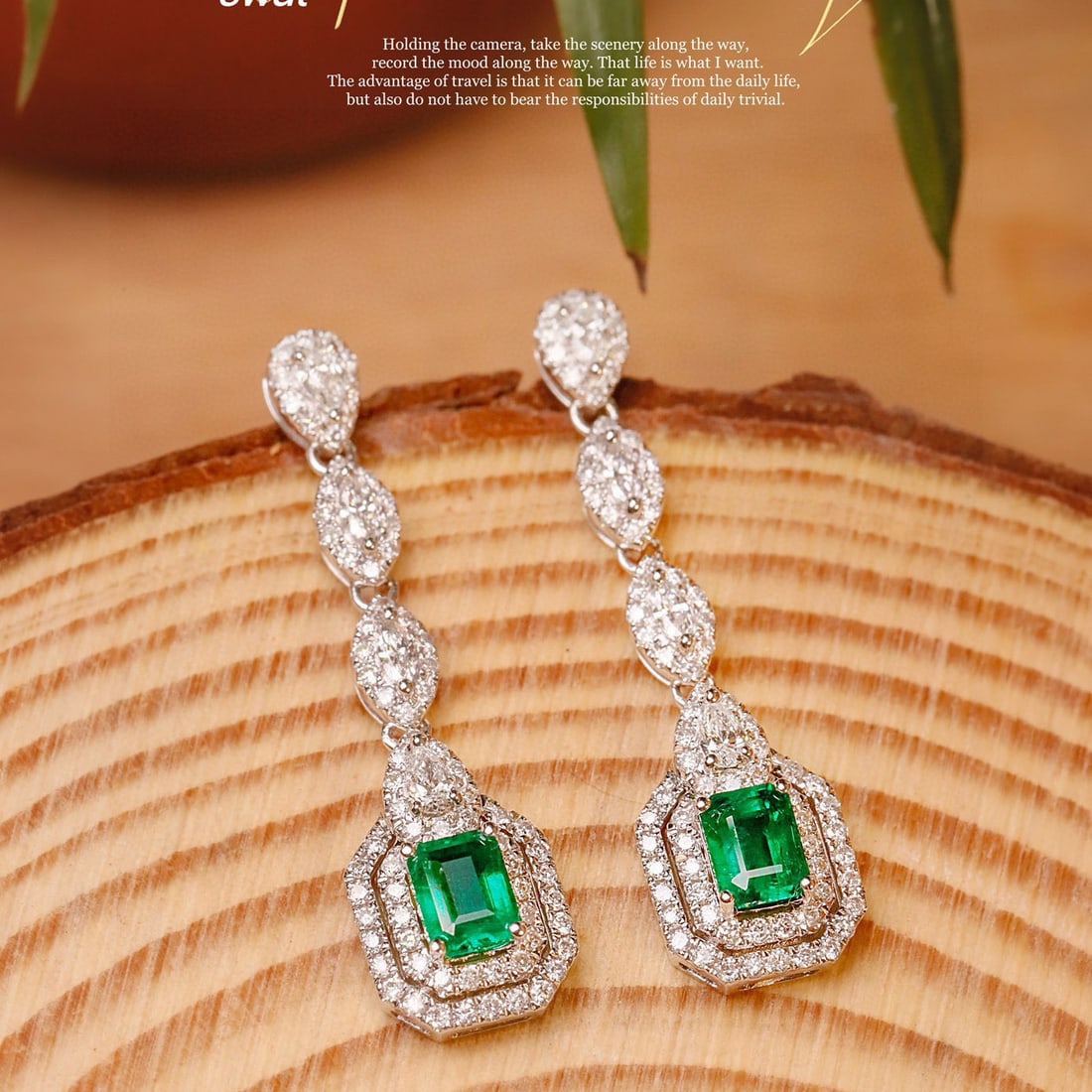 14k Gold 1.67 Ctw Vivid Green Natural Emerald & Diamond Jewelry Set - 2
