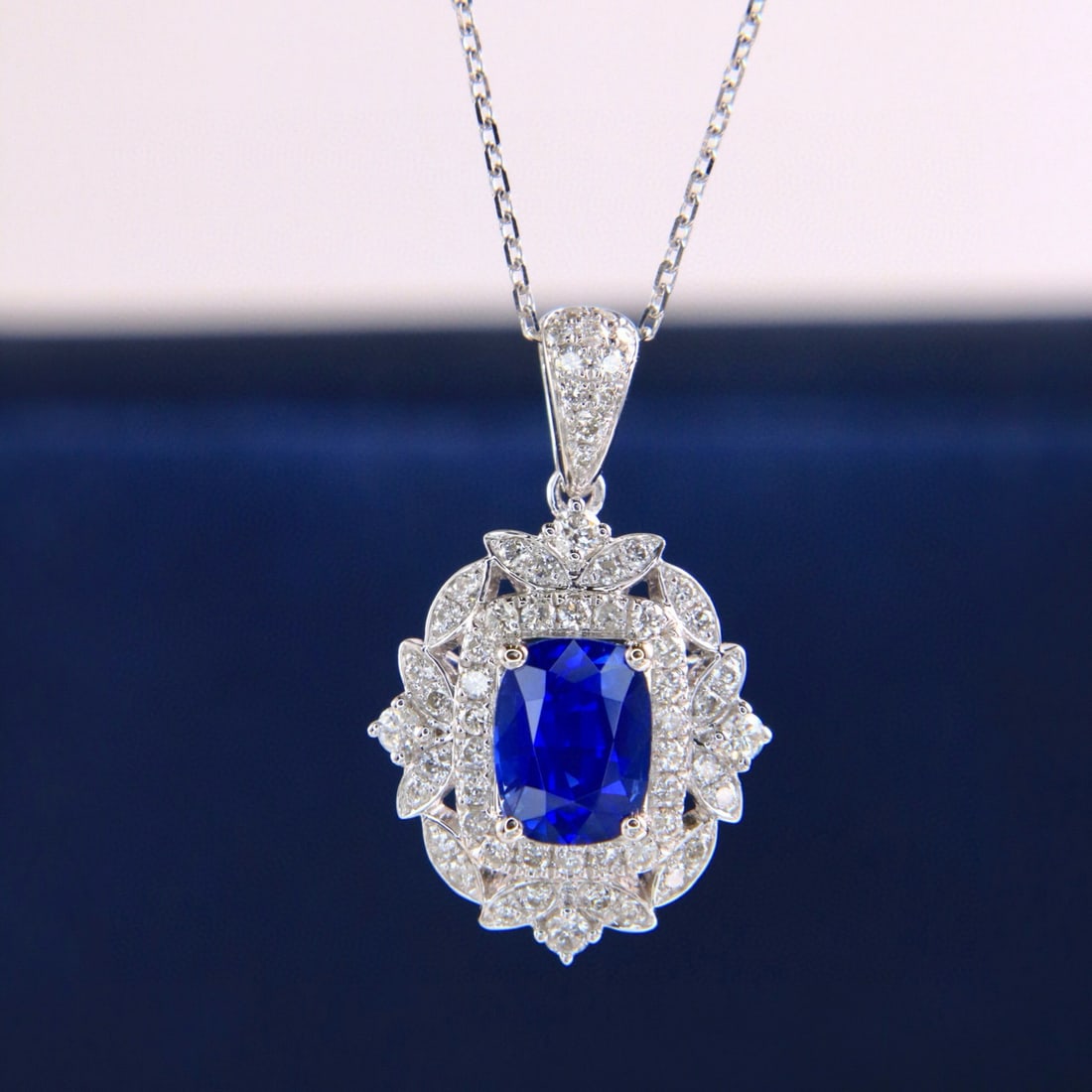 14k Gold 1.77 Ctw Natural Sapphire & Diamond Necklace - 4