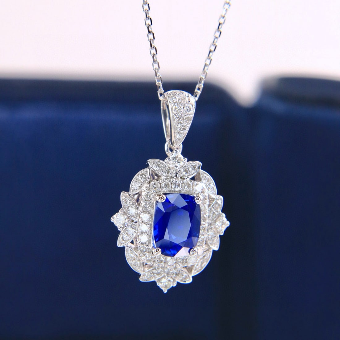 14k Gold 1.77 Ctw Natural Sapphire & Diamond Necklace - 5