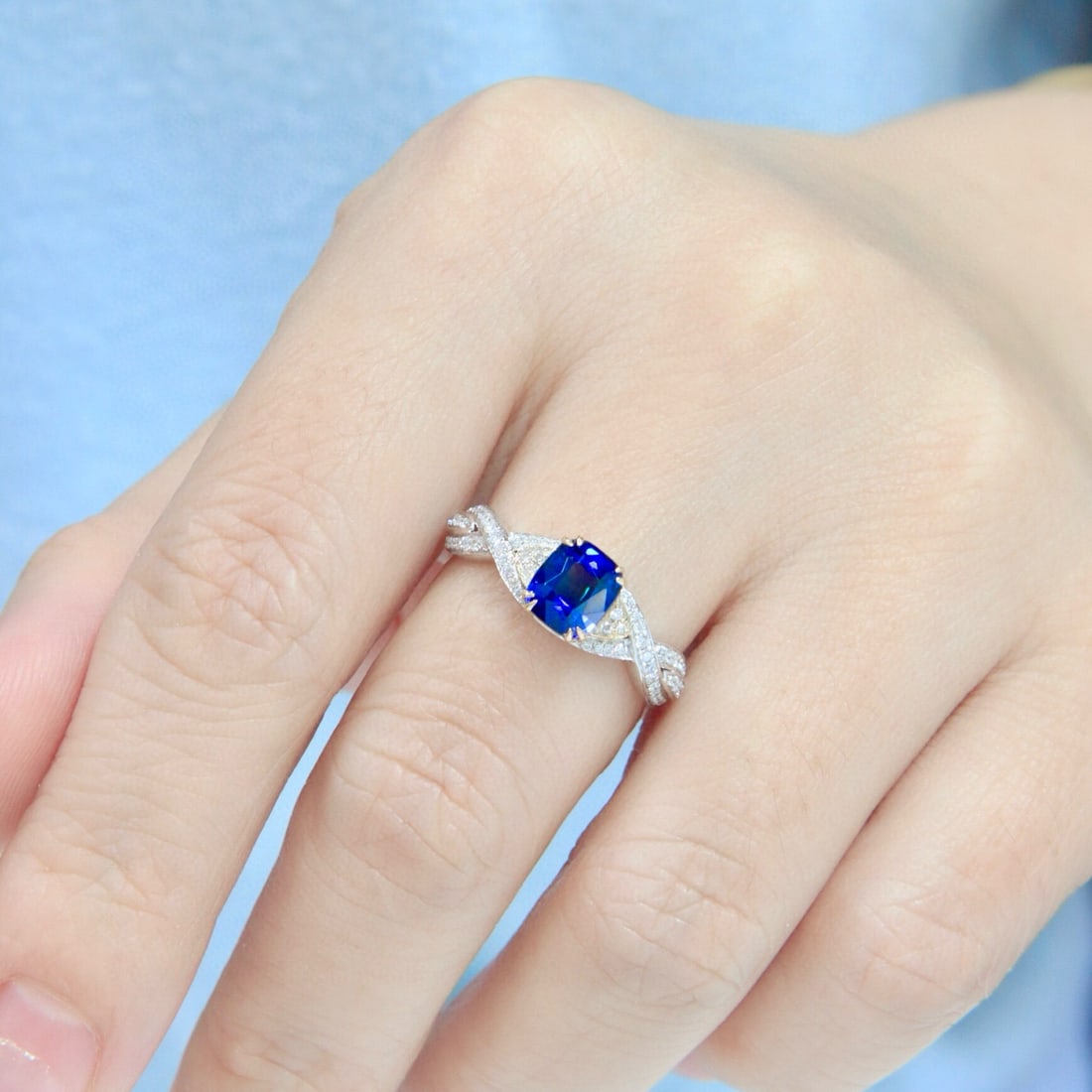 14k Gold 1.55 Ctw Natural Sapphire & Diamond Ring - 5