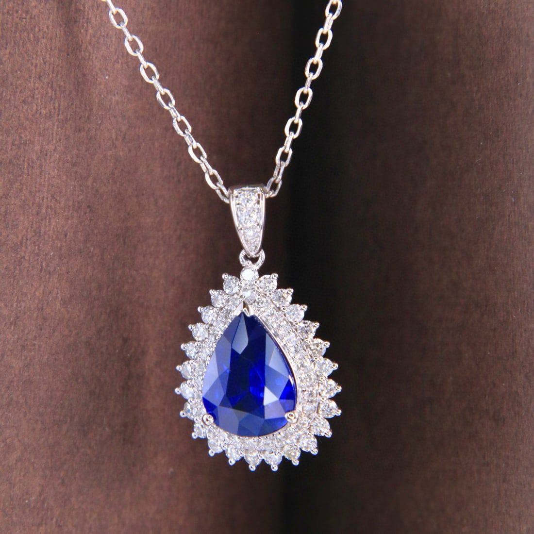 14k Gold 1.96 Ctw Natural Sapphire & Diamond Necklace - 4