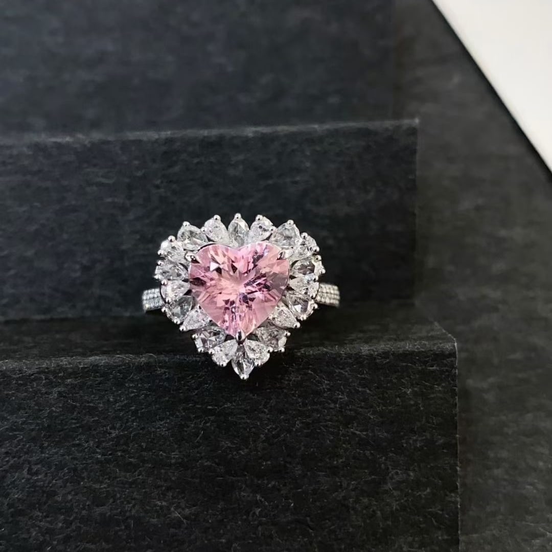 14k Gold 2.87 Ctw Natural Morganite & Diamond Ring - 5