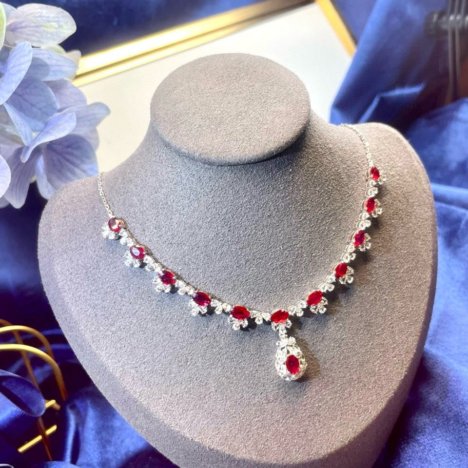 14k Gold 10.07 Ctw Natural Ruby & Sapphire Necklace - 6