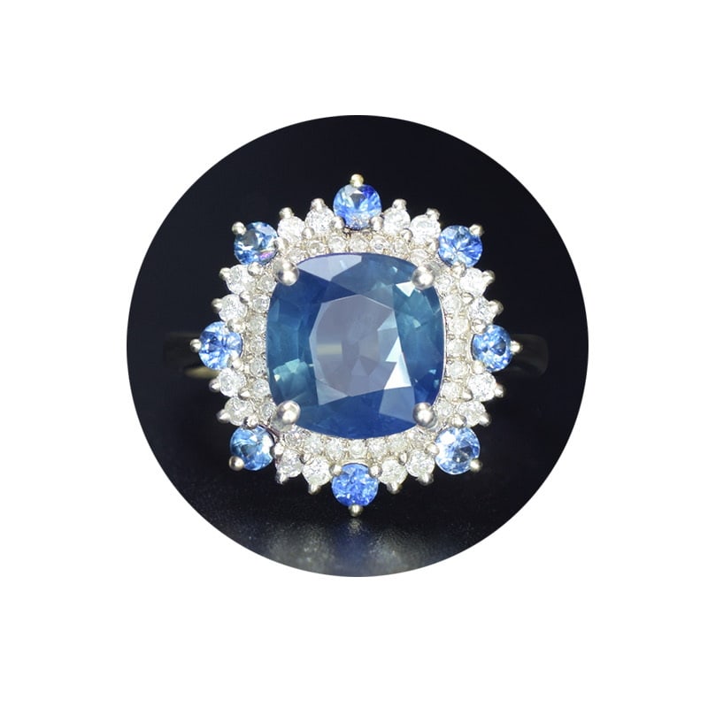 14k Gold 3.76 Ctw Natural Sapphire & Diamond Ring - 3