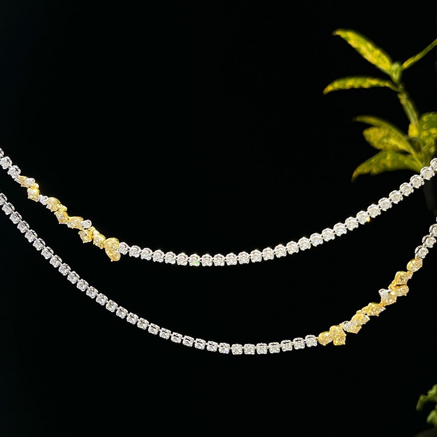 14k Gold 11.9 Ct Natural Color Diamond Necklace - 5