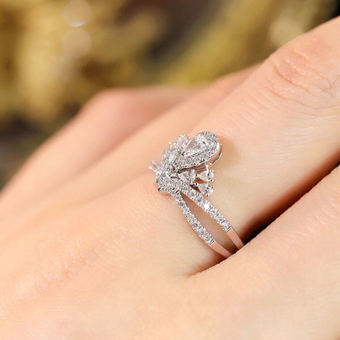14k Gold 0.78 Ctw Natural H Diamond Ring - 8