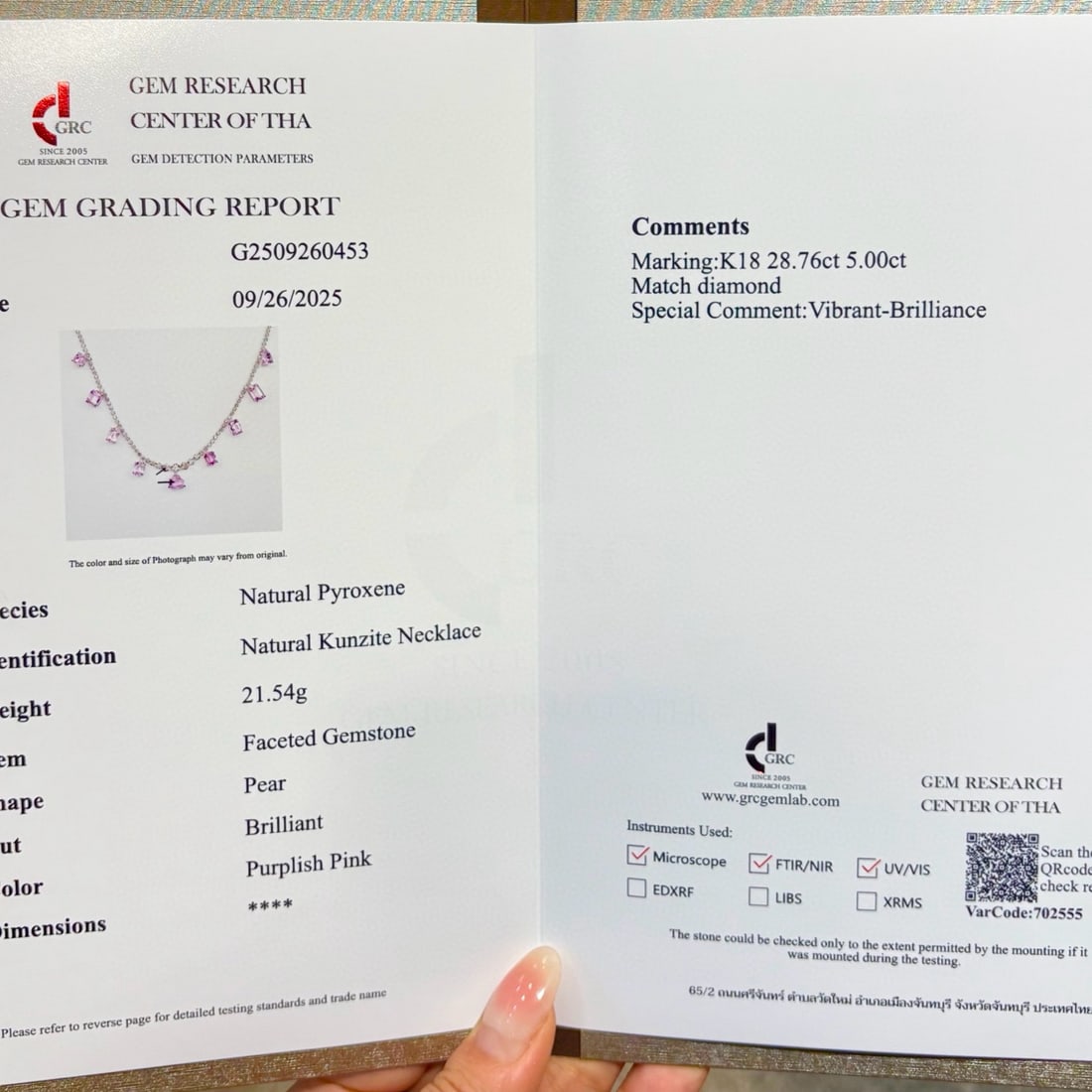 14k Gold 33.76 Ctw Natural Kunzite & Diamond Necklace - 2
