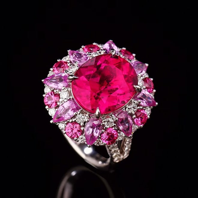 14k Gold 5.49 Ctw Natural Tourmaline & Diamond Ring - 3