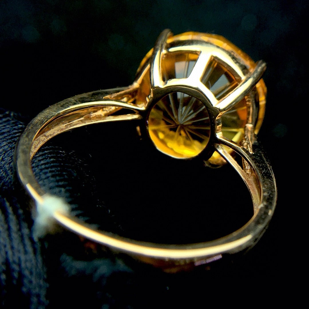 14k Gold 8.0 Ct Natural Citrine & Diamond Ring - 5