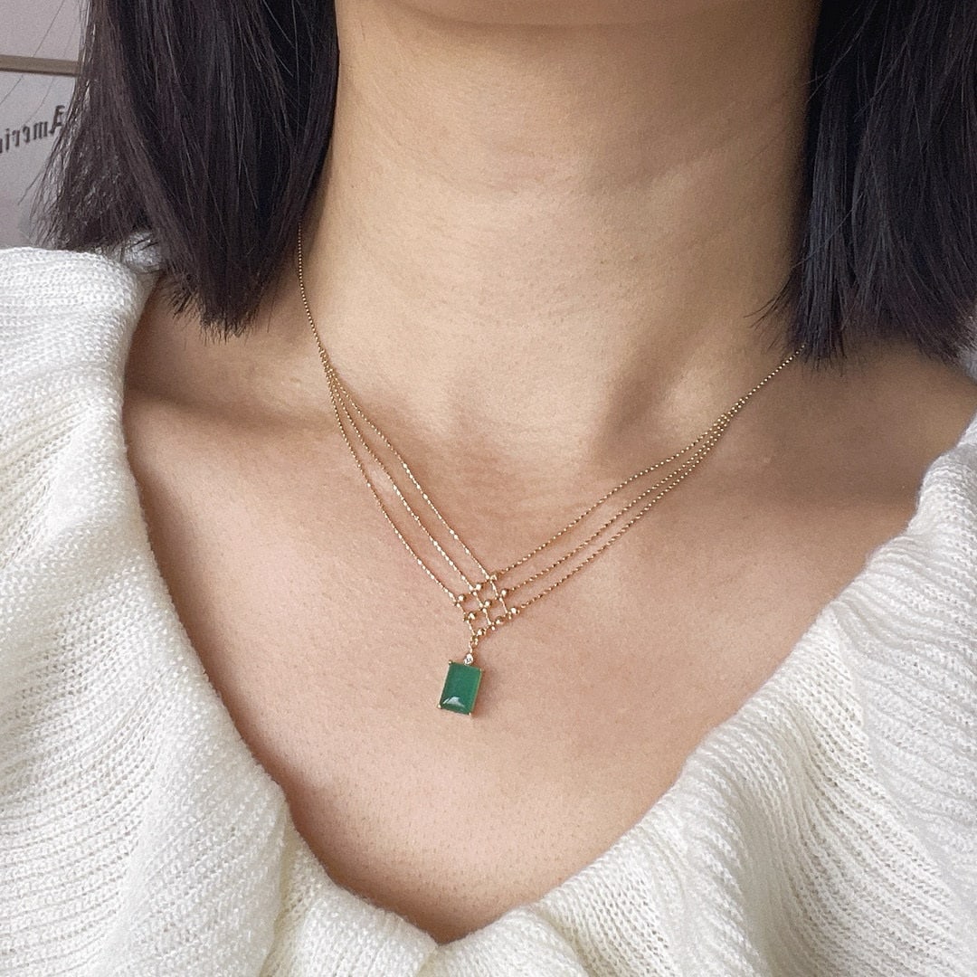 14k Gold 2.11 Ctw Natural Emerald & Diamond Necklace - 6