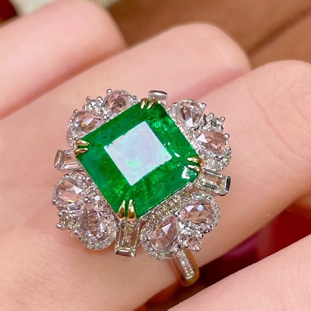 14k Gold 7.89 Ctw Vivid Green Natural Emerald & Sapphire Ring/pendant( Without Chain ) - 5