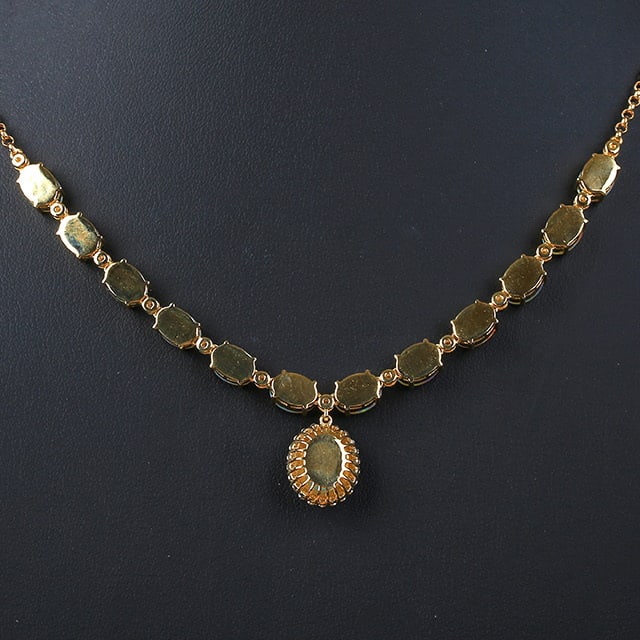 14k Gold 5.78 Ctw Natural Opal & Diamond Necklace - 4