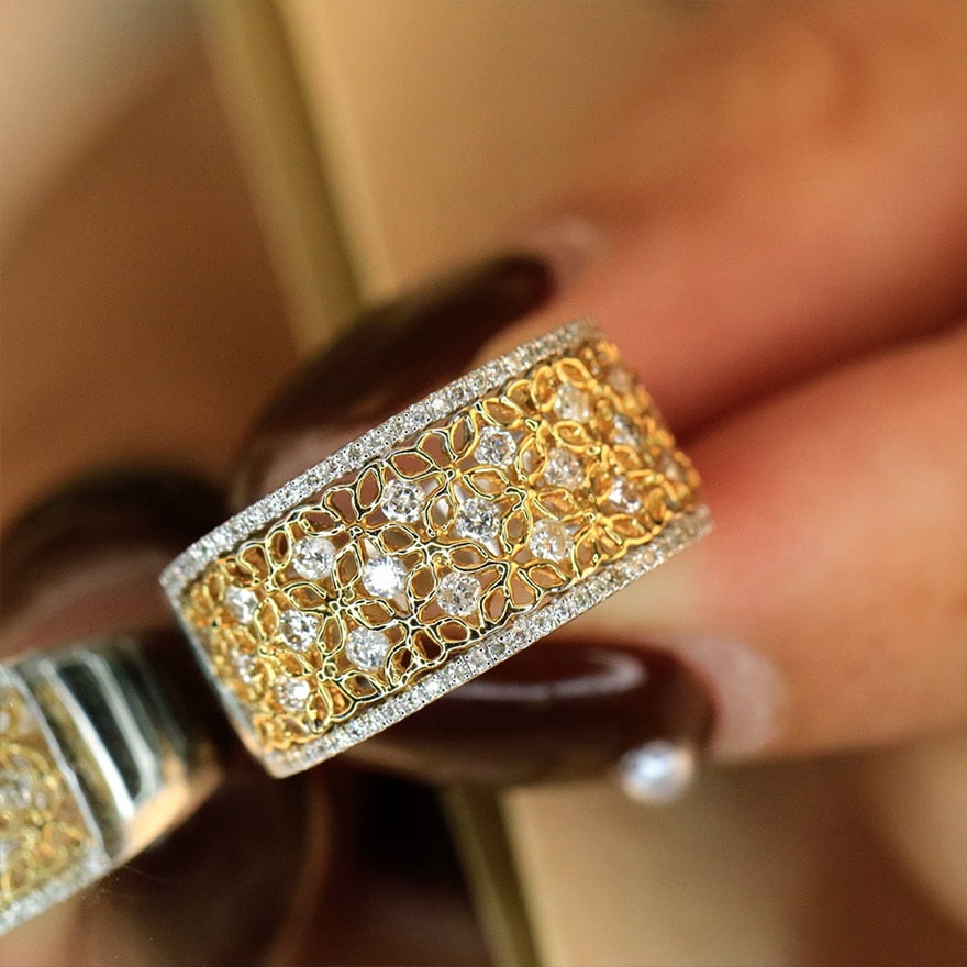 14k Gold 0.50 Ct Natural H Diamond Ring - 4