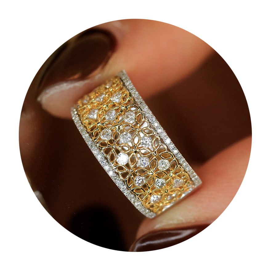 14k Gold 0.50 Ct Natural H Diamond Ring - 5